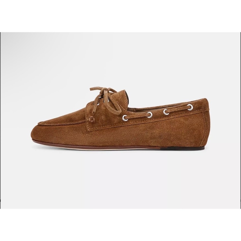 Vince Marin Suede Lace-Up Loafer Elmwood Brown Boat Shoe 307733 Womens 7M EUR 37